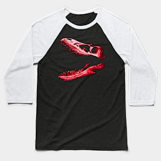 Dinosaur Skull Red Baseball T-Shirt